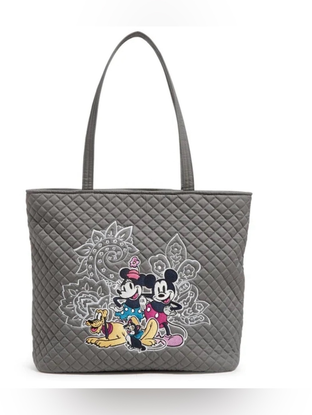 NWT Vera Bradley Quilted Gray Disney Mickey, Minnie, Pluto & Figaro Tote